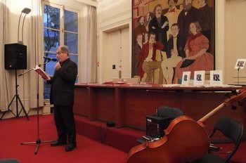 Image article, Sylvestre Clancier, en lecture à l'Hôtel de Massa, à Paris, siège de la SGDL